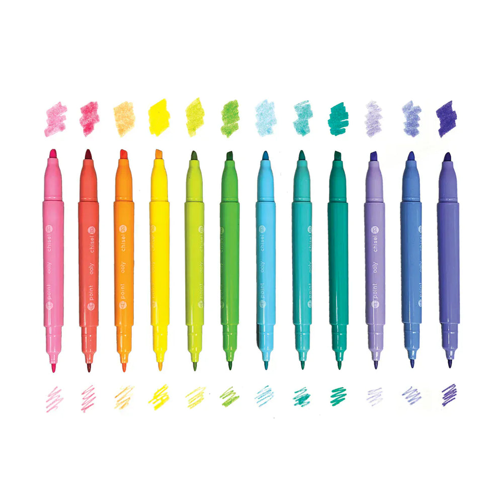 Default Pastel Hues Dual Tip Markers - 12 Colors - by Ooly