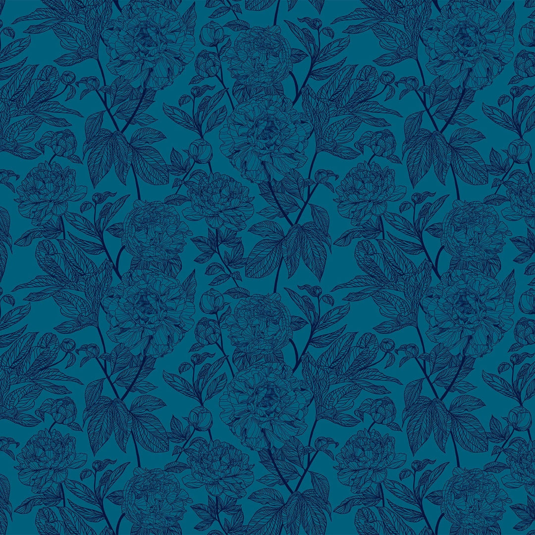 Default Peony in Ocean - Indelible - Anna Maria Textiles