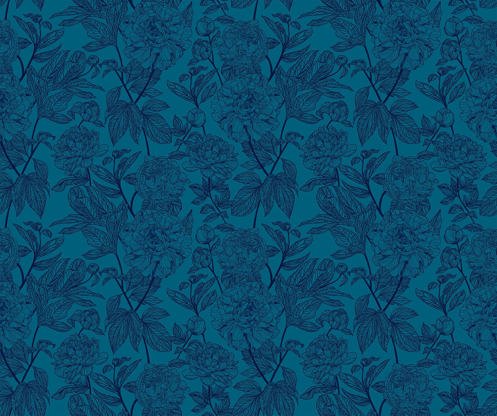 Default Peony in Ocean - Indelible - Anna Maria Textiles