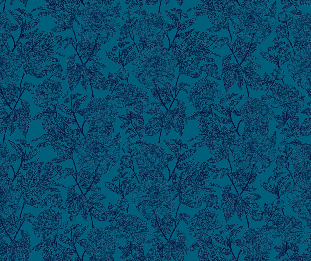 Default Peony in Ocean - Indelible - Anna Maria Textiles