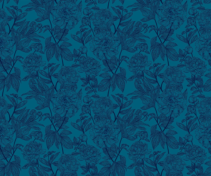 Default Peony in Ocean - Indelible - Anna Maria Textiles
