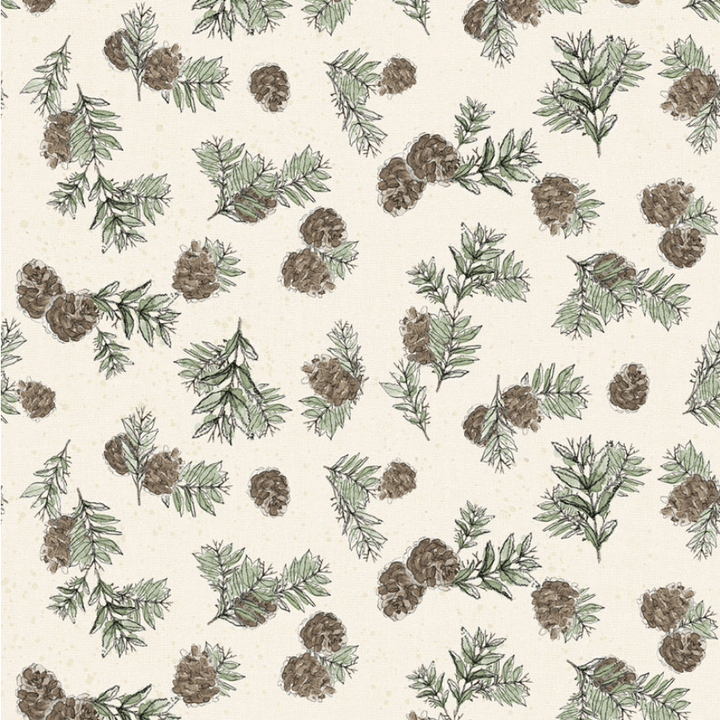 Default Pine Cones in Cream - Wildwood - Clothworks