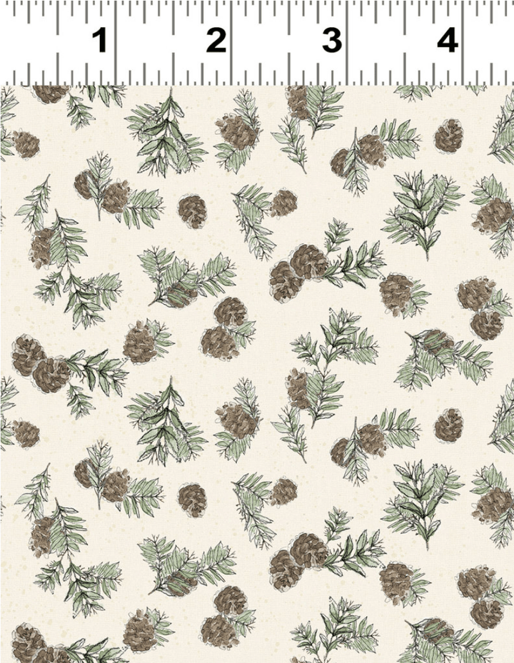 Default Pine Cones in Cream - Wildwood - Clothworks