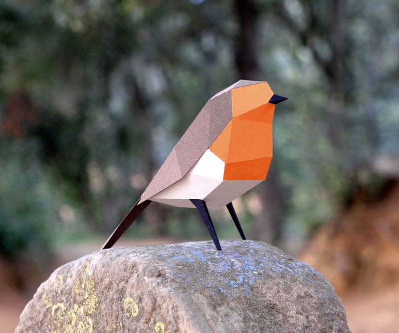 Default Plego 3D Paper Bird Kit - Erithacus Rubecula