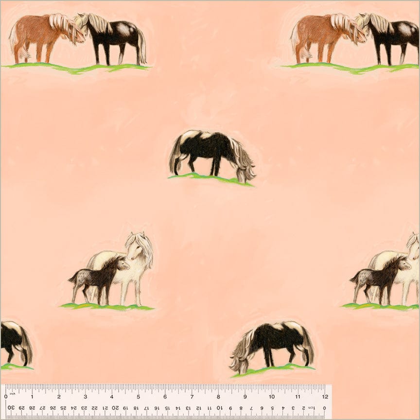 Default Ponies in Peach - CANVAS - By Hand by Heather Ross