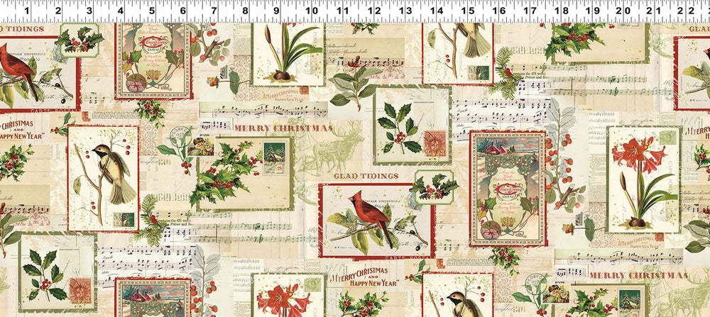 Default Postcards in Light Butter - Holiday Nostalgia - Clothworks