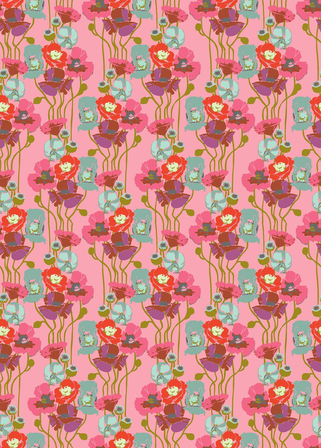 Default Pouring Poppies in Haze - Overdressed - Anna Maria Textiles