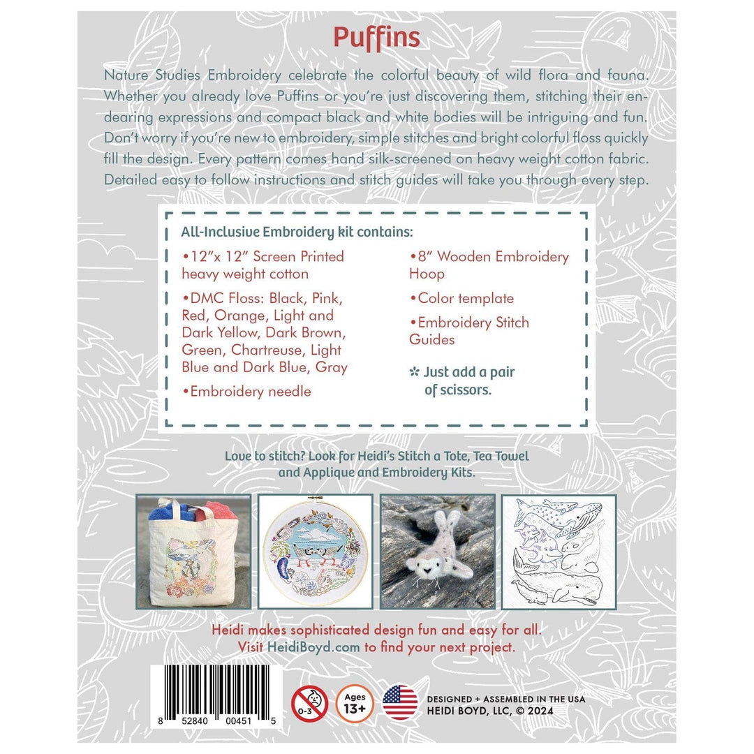 Default Puffin - Nature Studies Embroidery Kit