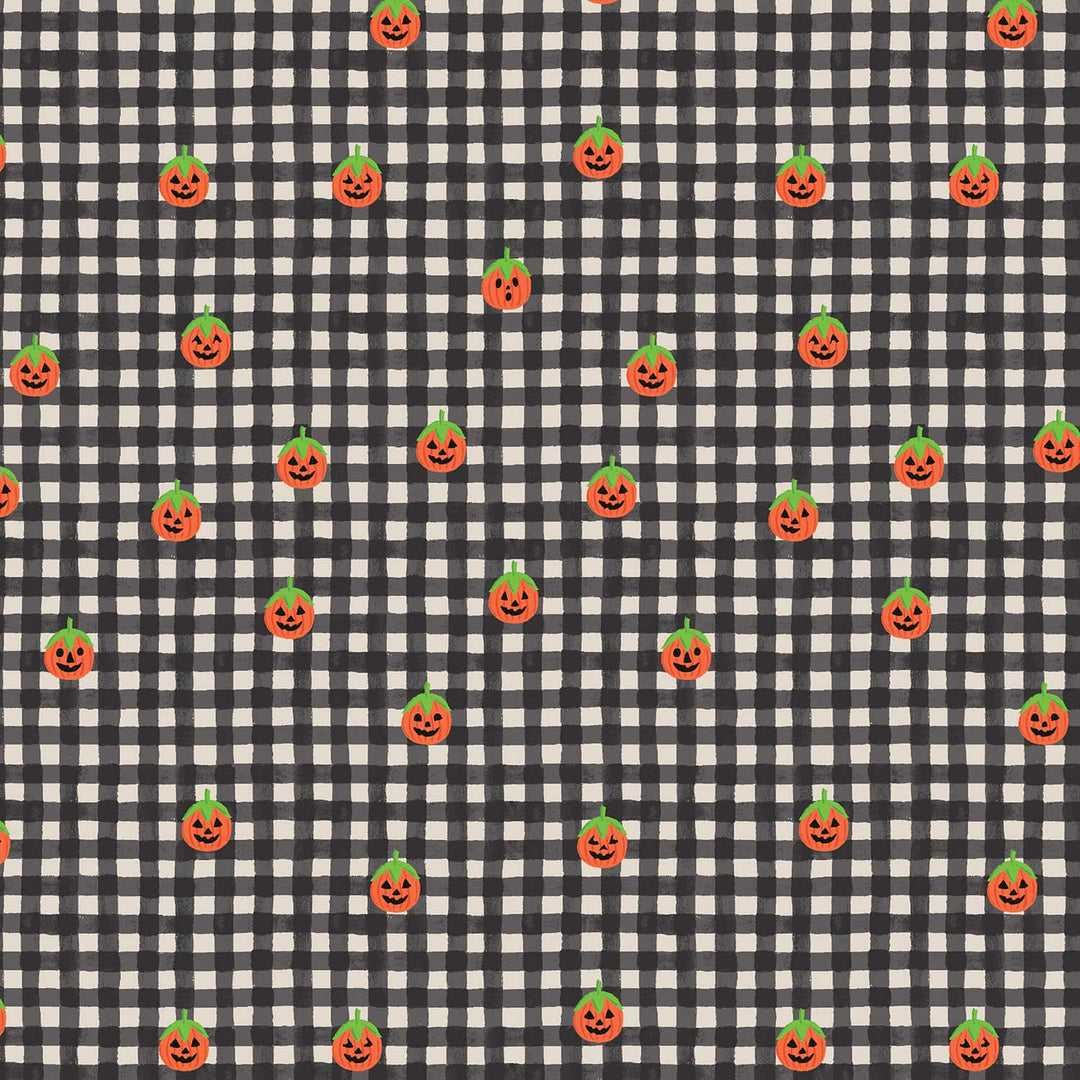 Default Pumpkin Gingham in Black - Halloween - Rifle Paper Co.
