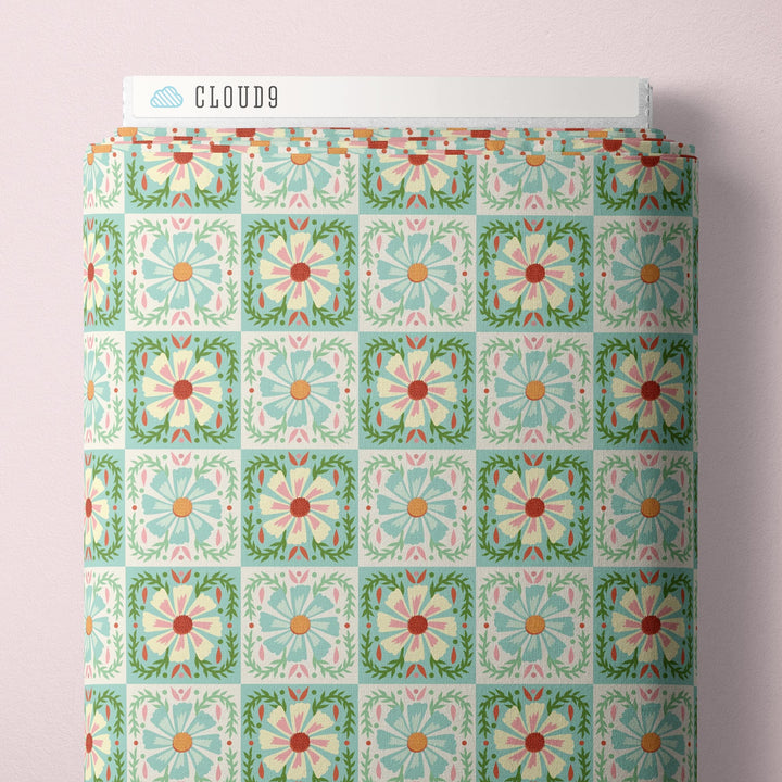 Default Quilted Florals in Mint - Love Bugs - CLOUD 9