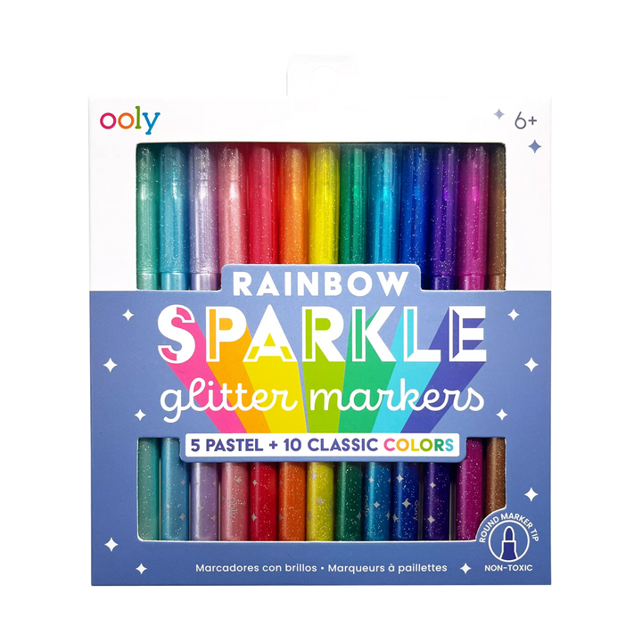 Default Rainbow Sparkle Glitter Marker - Set of 15 Markers - by Ooly