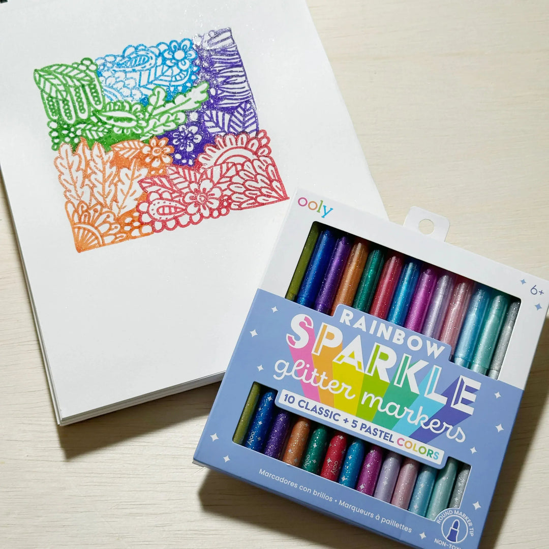 Default Rainbow Sparkle Glitter Marker - Set of 15 Markers - by Ooly