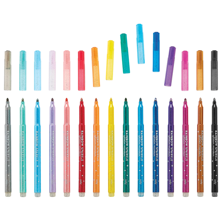 Default Rainbow Sparkle Glitter Marker - Set of 15 Markers - by Ooly
