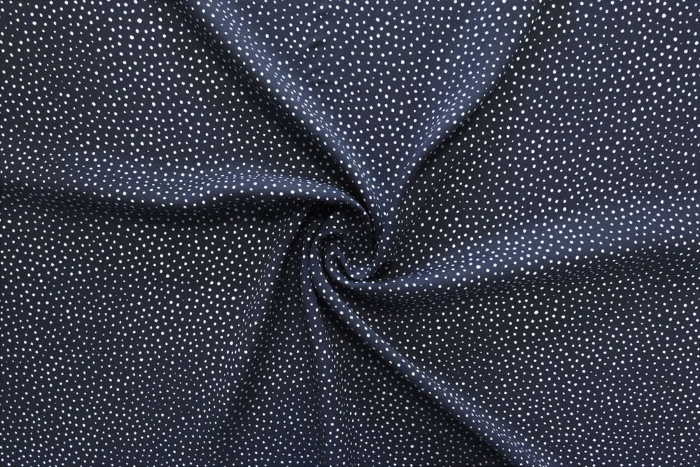 Default Raining Dots in Navy - Viscose Challis