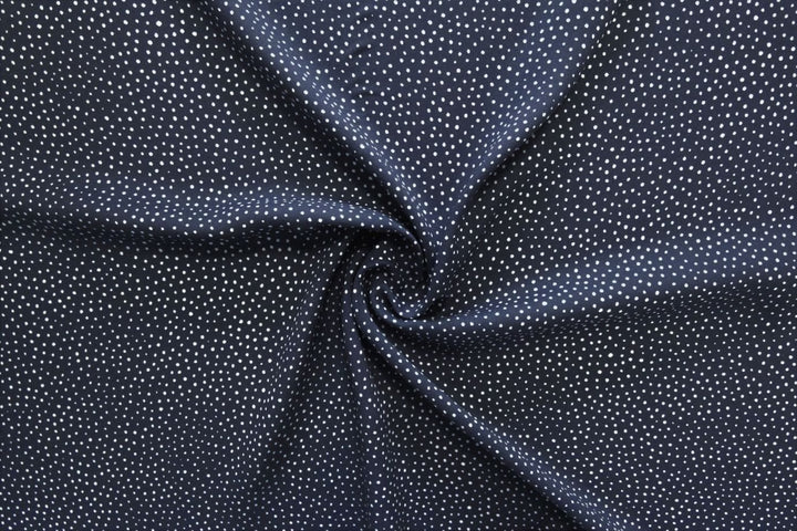 Default Raining Dots in Navy - Viscose Challis