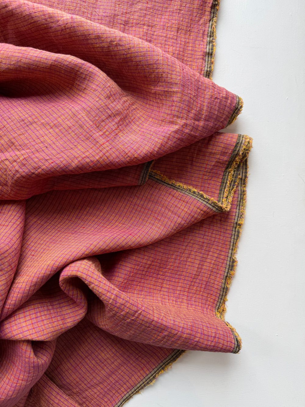 Default Raspberry Lemonade - Pinstripe Plaid - 100% Linen Yarn Dyed