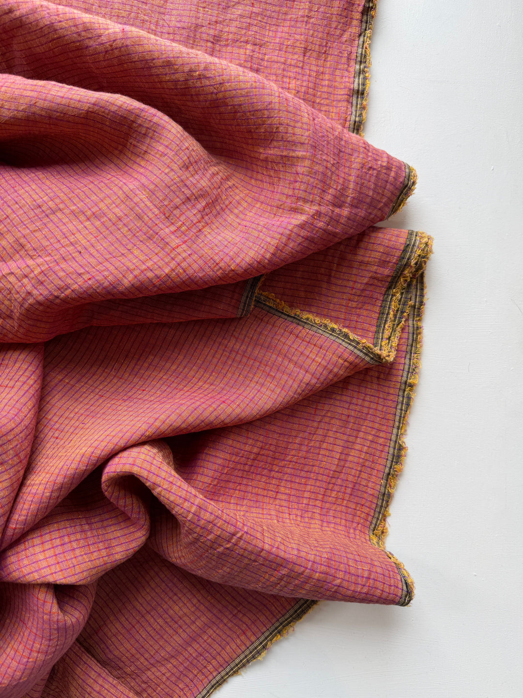 Default Raspberry Lemonade - Pinstripe Plaid - 100% Linen Yarn Dyed