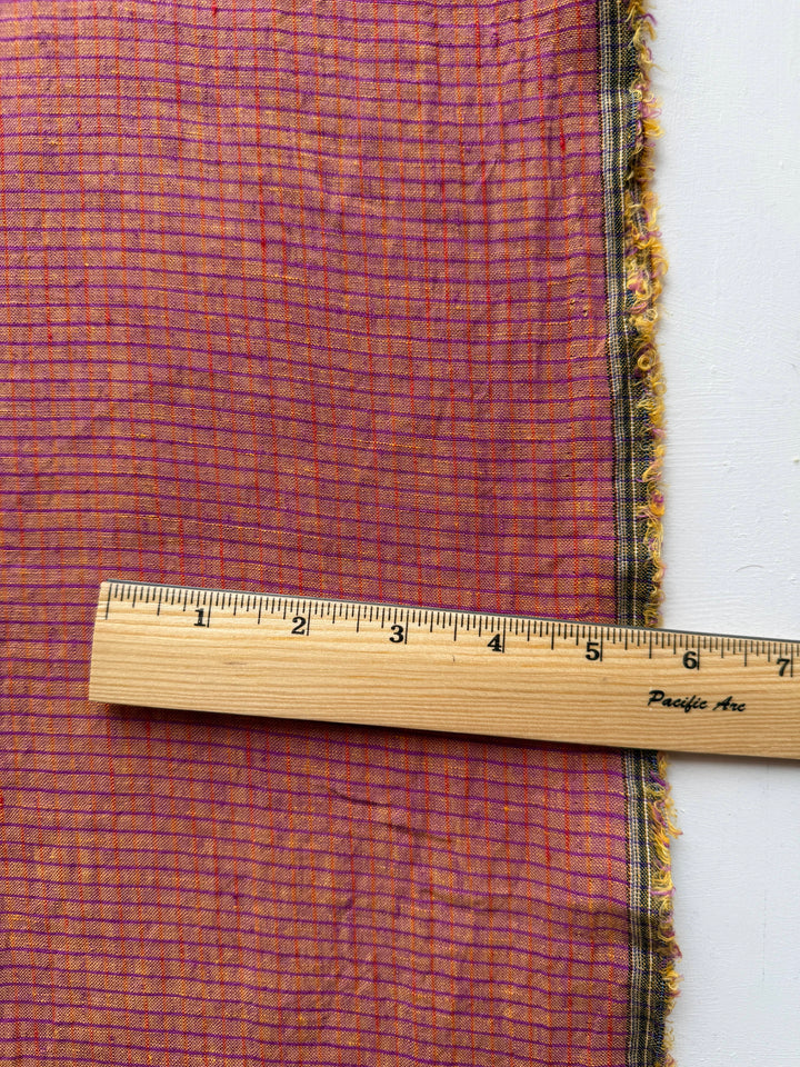 Default Raspberry Lemonade - Pinstripe Plaid - 100% Linen Yarn Dyed