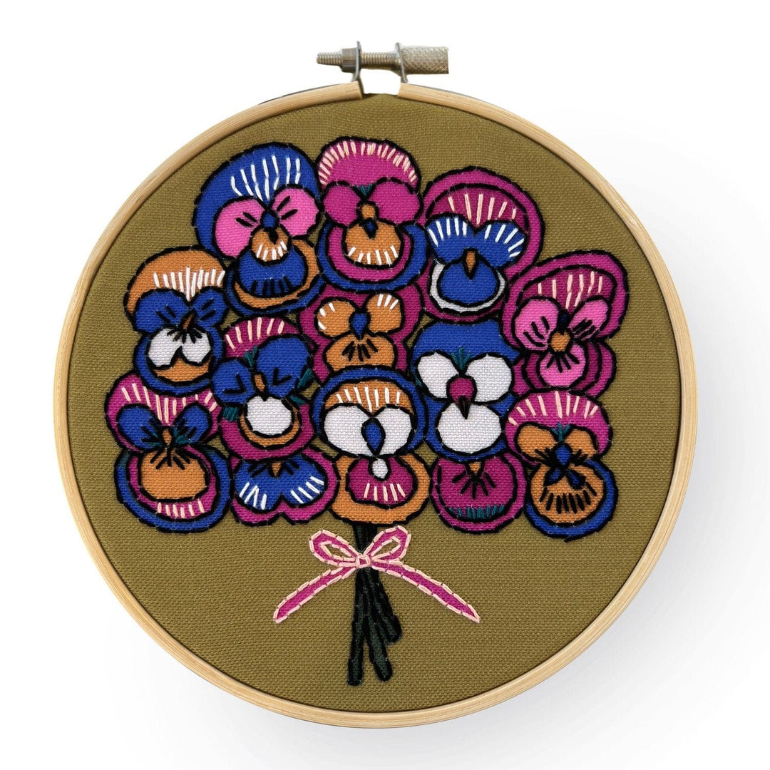 Default Rikrack Embroidery Kit Pansy