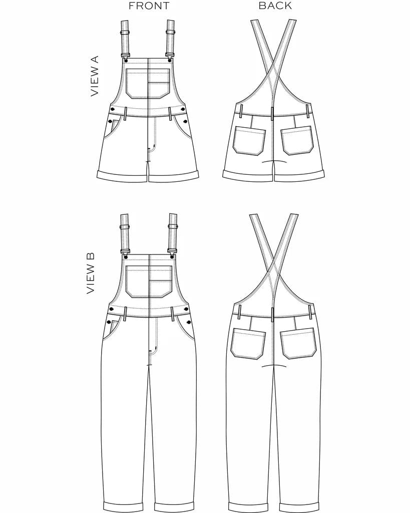 Default Riley Overalls - True Bias - Sizes 14-32