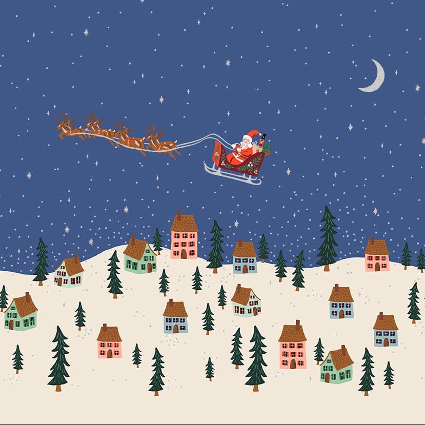 Default Santa's Sleigh in Navy MET - Holiday Classics - Rifle Paper Co.