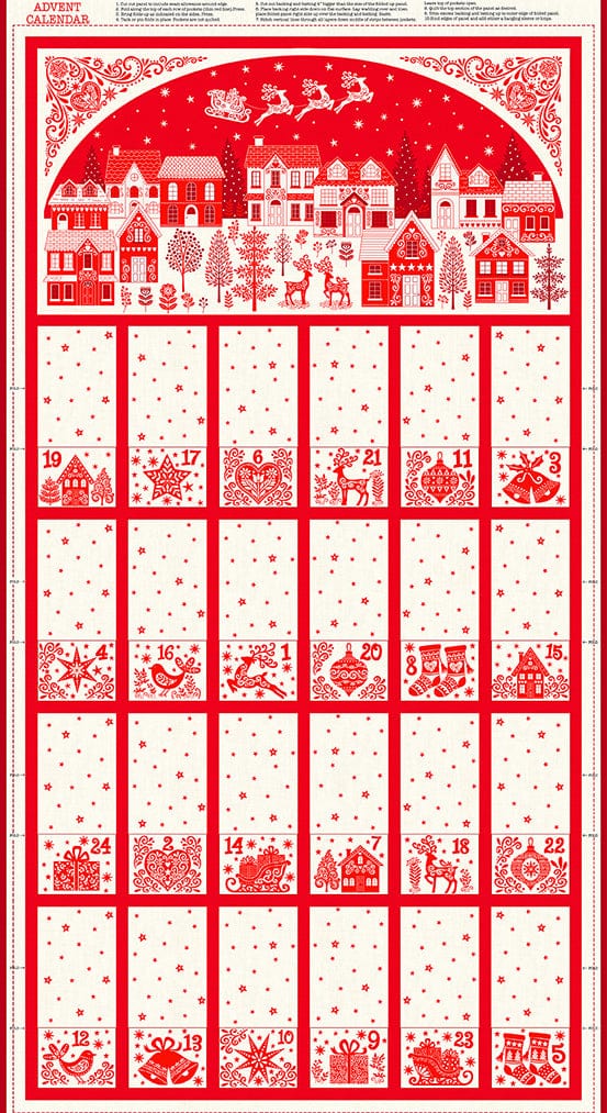 Scandi Advent Calendar 2023 in Red - Makower UK