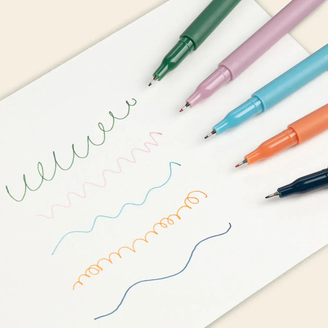 Default Set of Five Fineliner Pens from Papier - Quintet Colorway