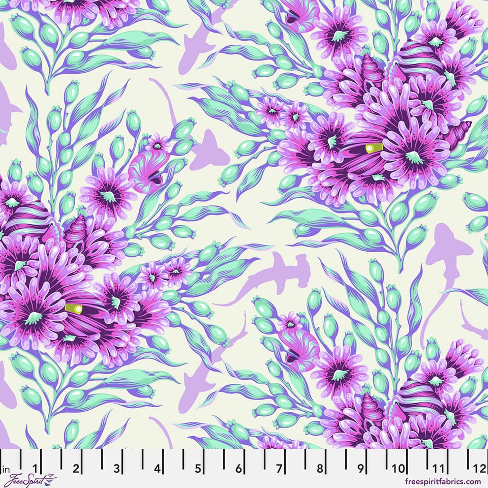 Default Shadow Sharks in Ultraviolet - Floral Reef - Tula Pink