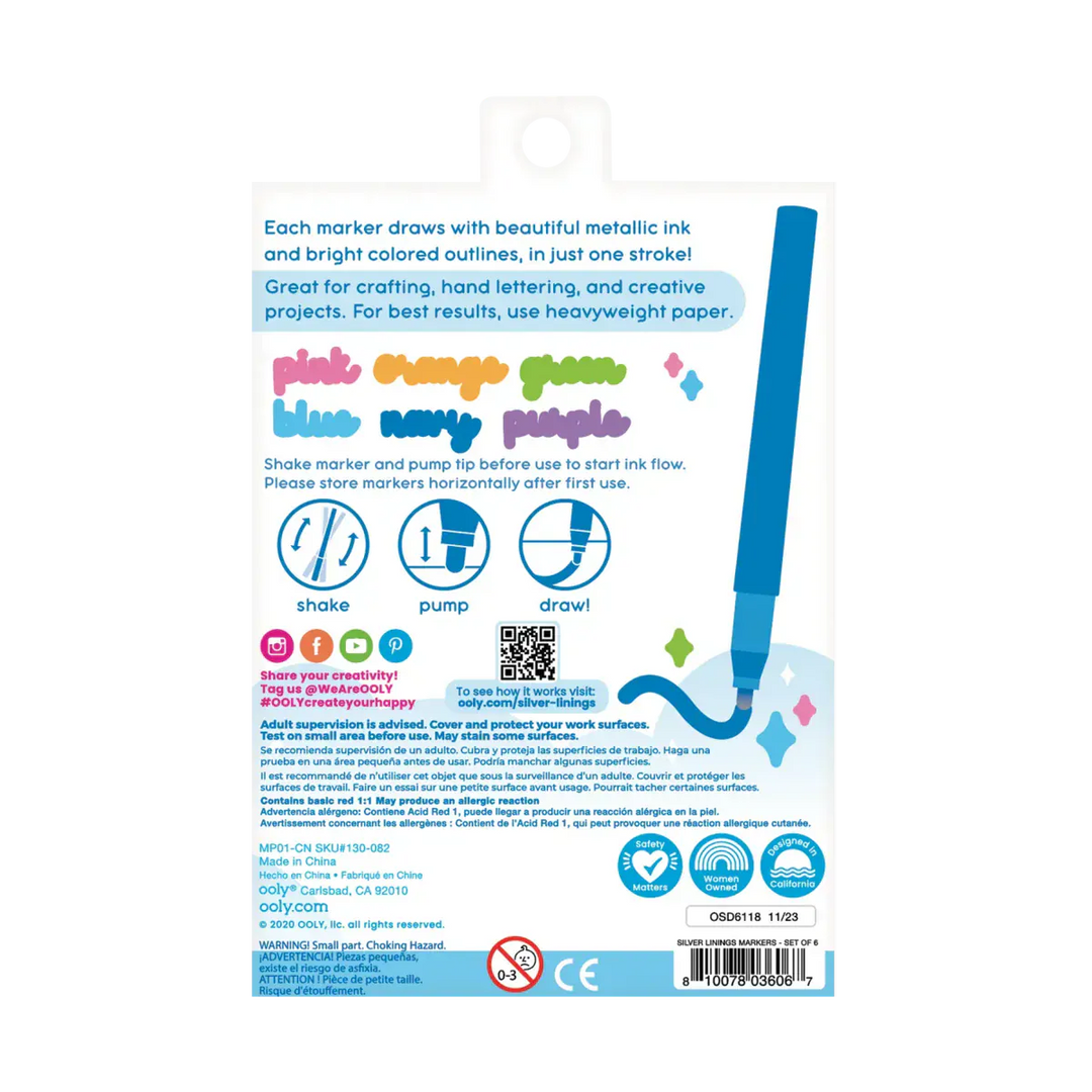 Default Silver Linings Marker - Set of 6 Markers - by Ooly