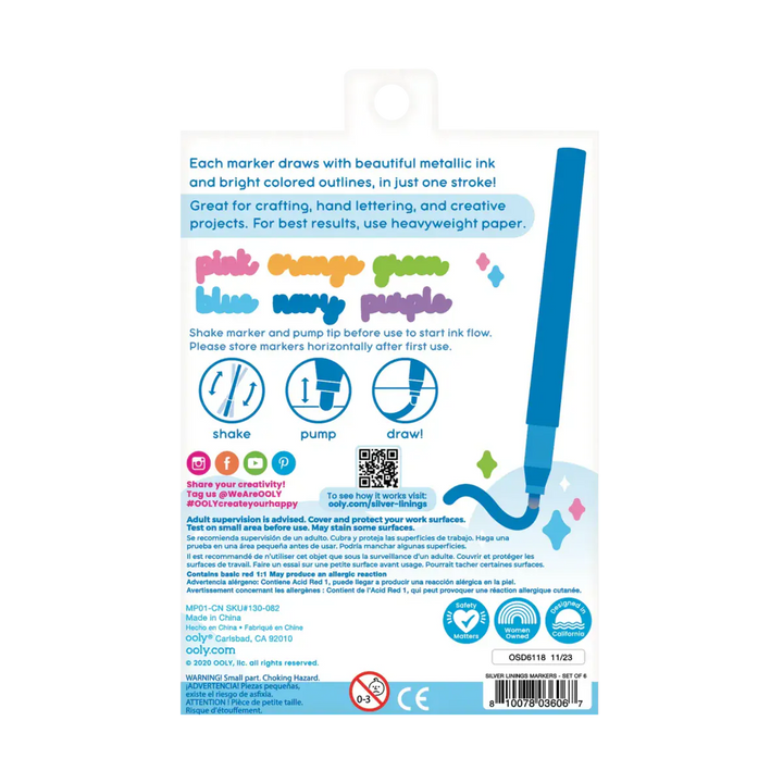 Default Silver Linings Marker - Set of 6 Markers - by Ooly