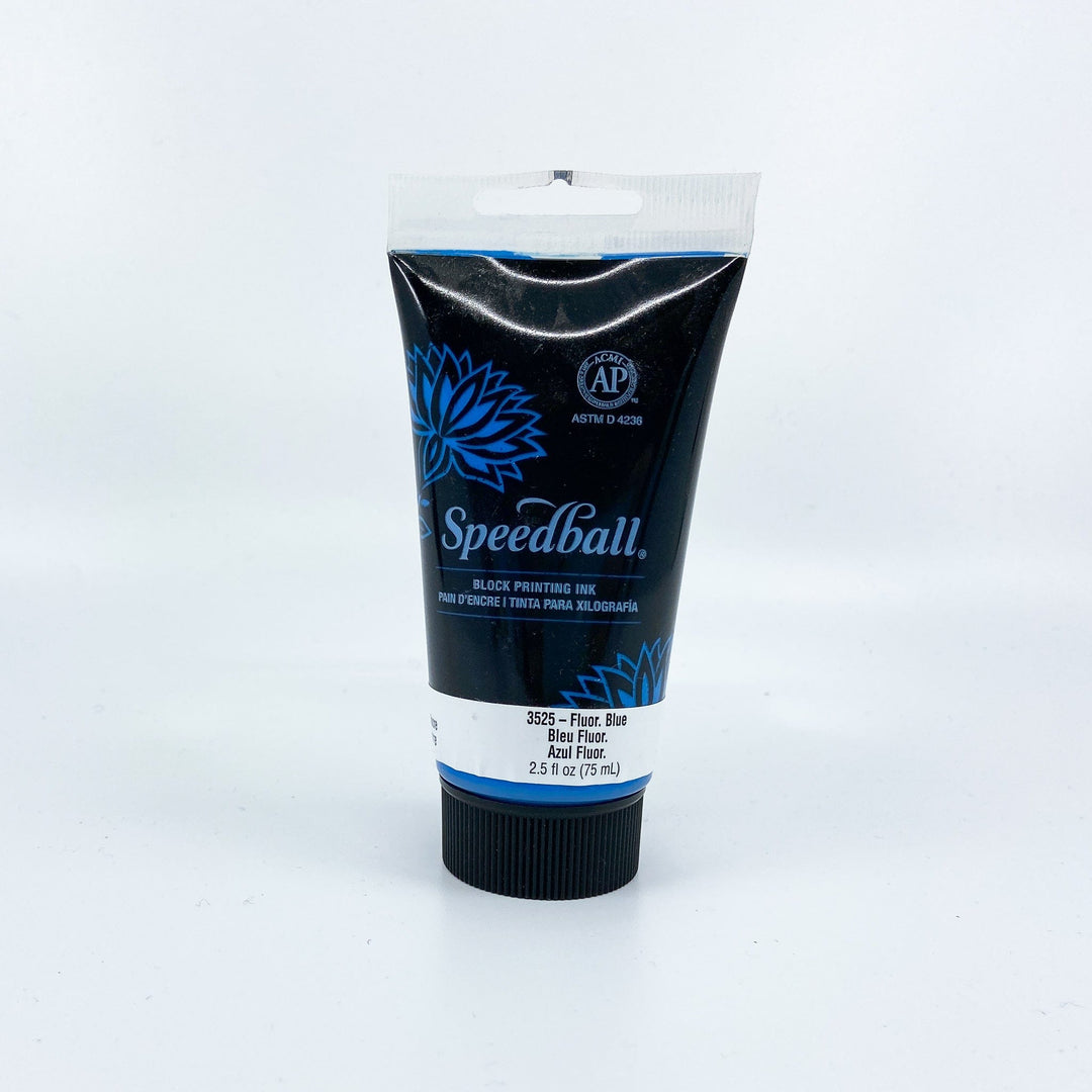 Speedball Water-Based Block Printing Ink - Fluorescent Blue - 2.50z
