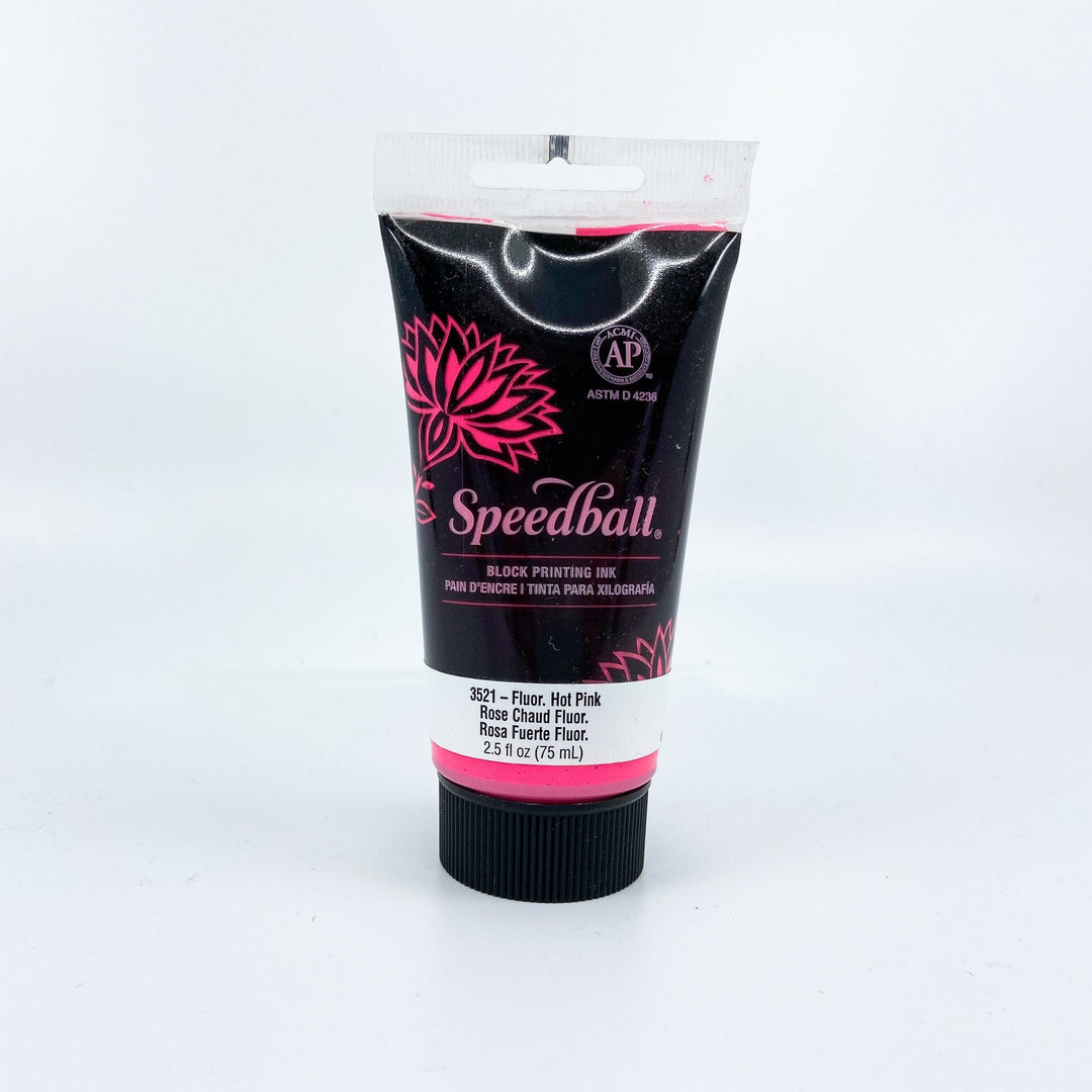 Speedball Water-Based Block Printing Ink - Fluorescent Hot Pink - 2.50z
