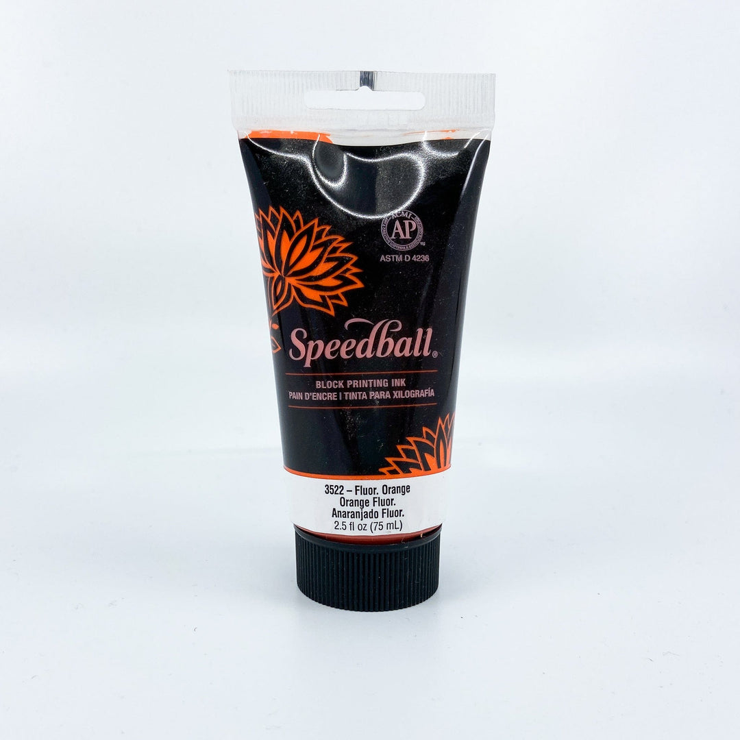 Speedball Water-Based Block Printing Ink - Fluorescent Orange - 2.50z