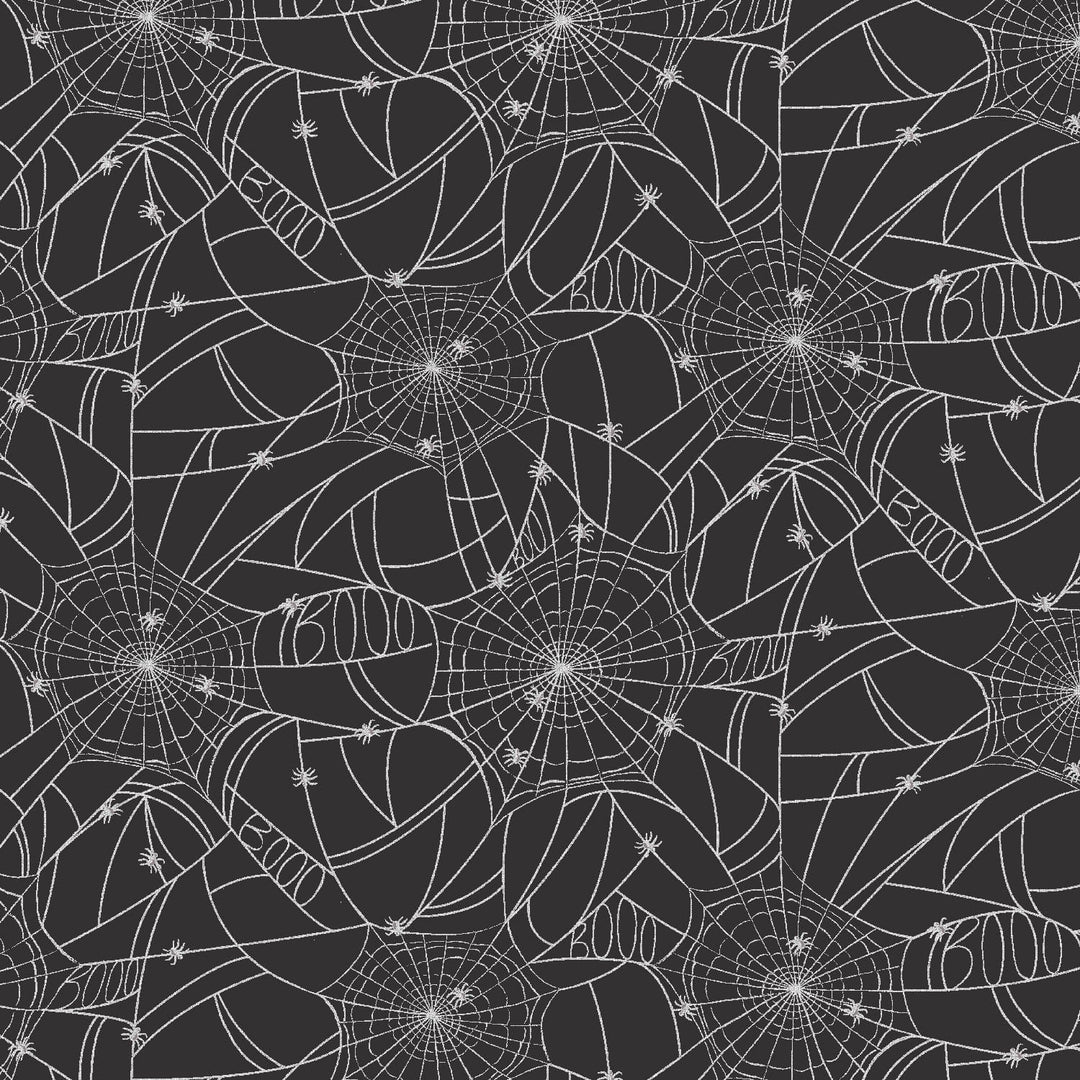 Default Spider Webs in Black & Metallic Silver - Halloween - Rifle Paper Co.