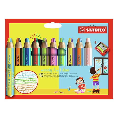 Default Stabilo Woody 3-in-1 DUO Set with Sharpener, 10 pack