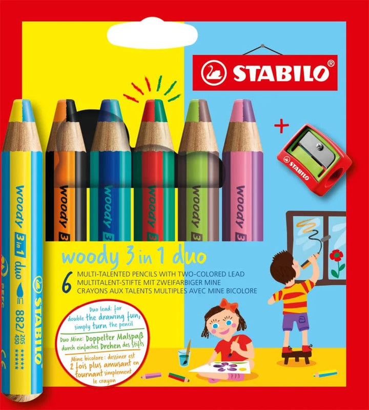 Default Stabilo Woody 3-in-1 DUO Set with Sharpener, 6 pack