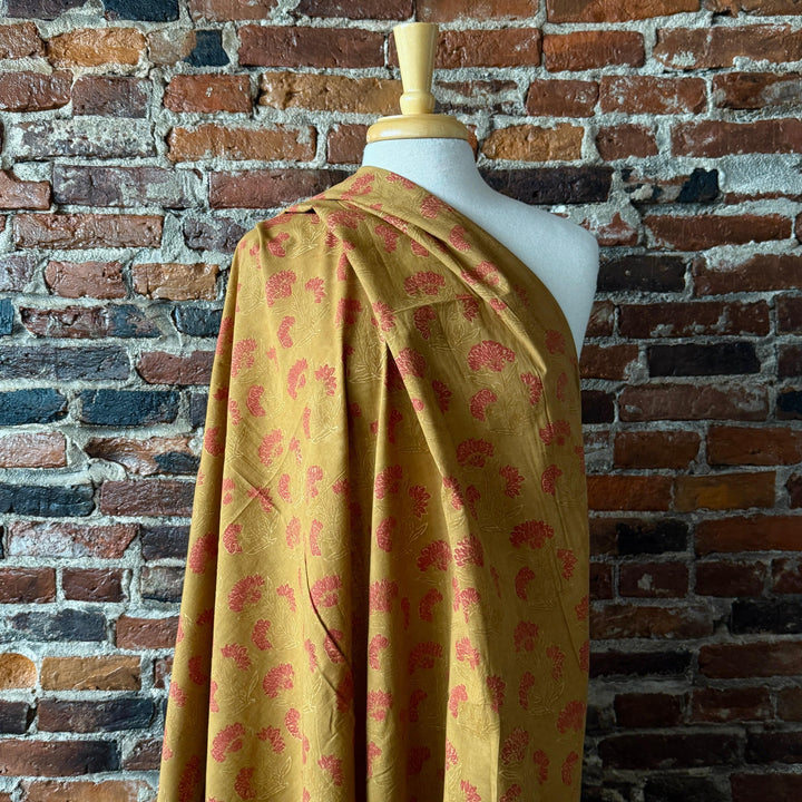 Default Strawflower on Ochre - Dabu Blockprint from India