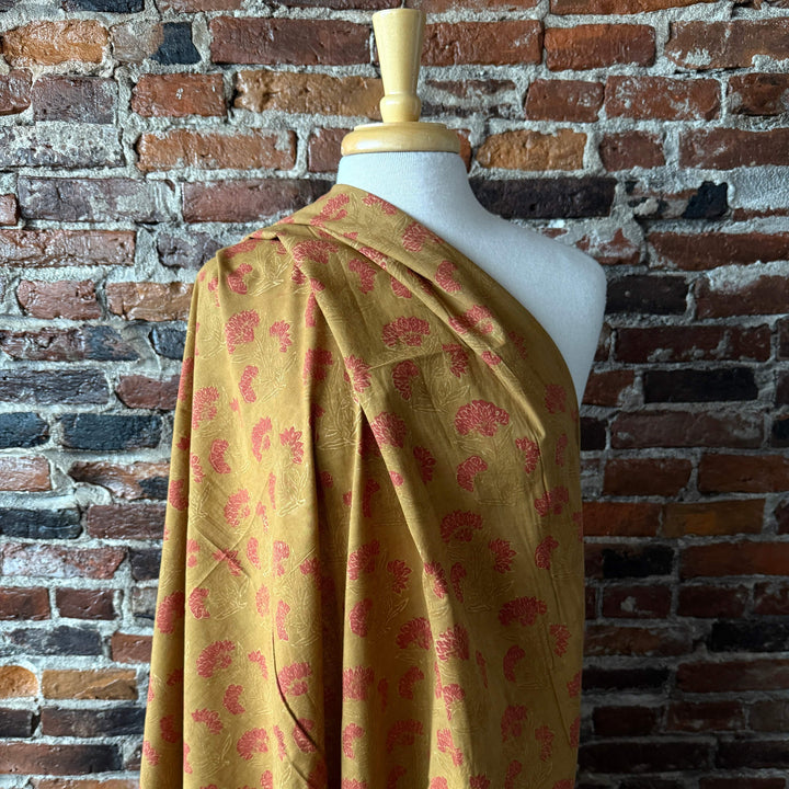 Default Strawflower on Ochre - Dabu Blockprint from India