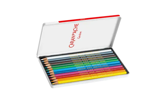 Default Swisscolor 12 Permanent Pencil Set - Permanent Colored Pencils in a Metal Tin