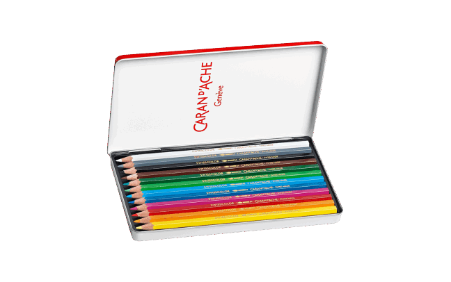 Default Swisscolor 12 Water-Soluble Pencil Set - Watercolor Color Pencils in a Metal Tin