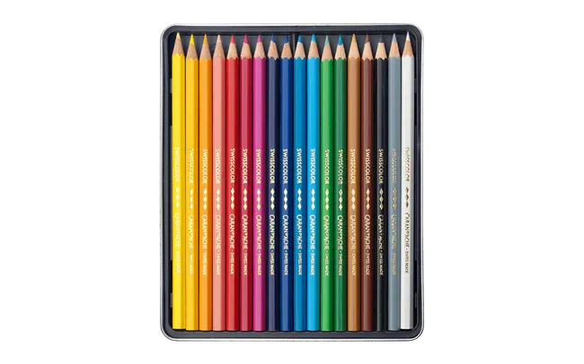 Default Swisscolor 18 Permanent Pencil Set - Permanent Color Pencils in a Metal Tin