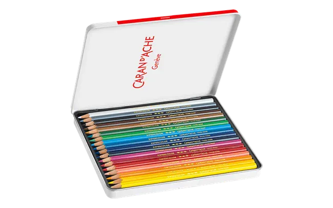 Default Swisscolor 18 Permanent Pencil Set - Permanent Color Pencils in a Metal Tin