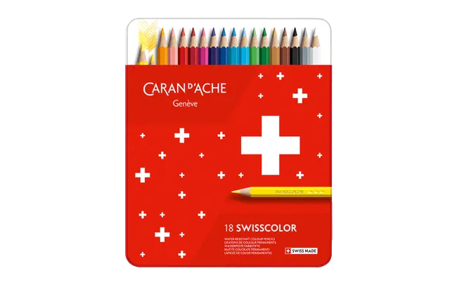 Default Swisscolor 18 Permanent Pencil Set - Permanent Color Pencils in a Metal Tin