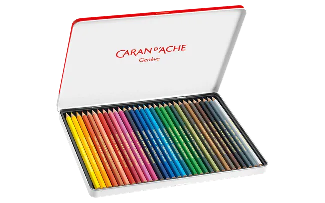 Default Swisscolor 30 Permanent Pencil Set - Permanent Colored Pencils in a Metal Tin