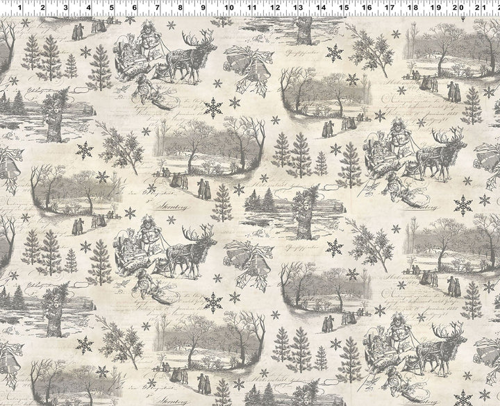 Default Toile in Gray - Holiday Nostalgia - Clothworks