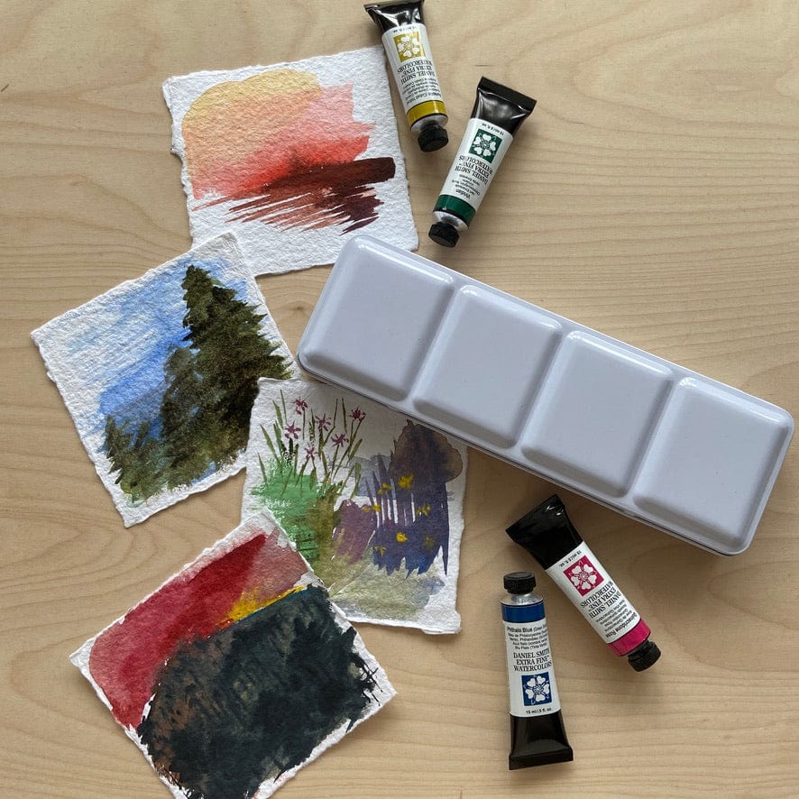 Travel Watercolor Palette - Large Tin in White