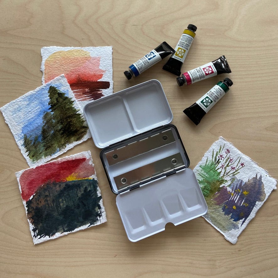 Travel Watercolor Palette - Small Tin in Black