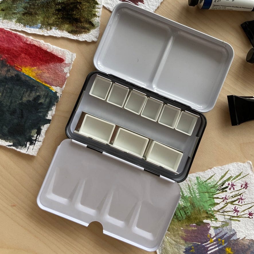 Travel Watercolor Palette - Small Tin in Black
