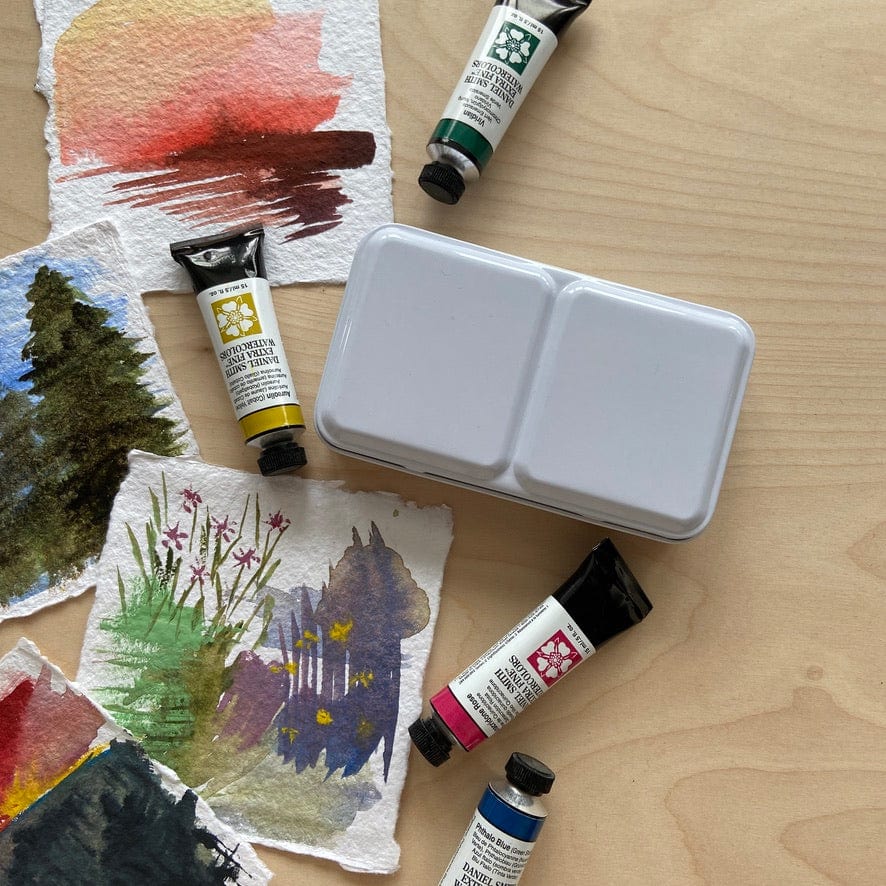 Travel Watercolor Palette - Small Tin in White