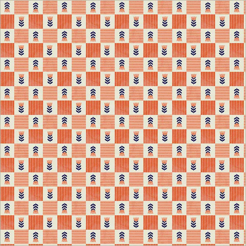 Default Tulip Check in Coral - Folky Chicken
